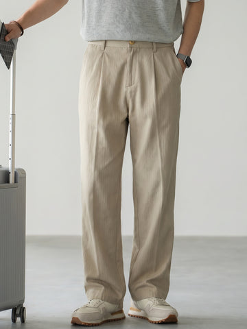 LINEN PLEATED TROUSERS
